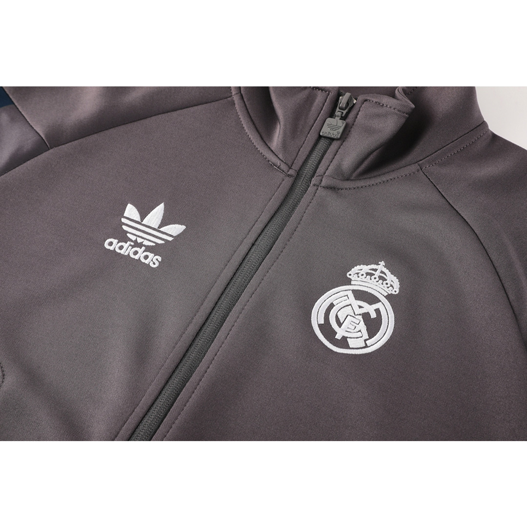 Real Madrid Track Jacket Gray 2024/25 - minejerseys