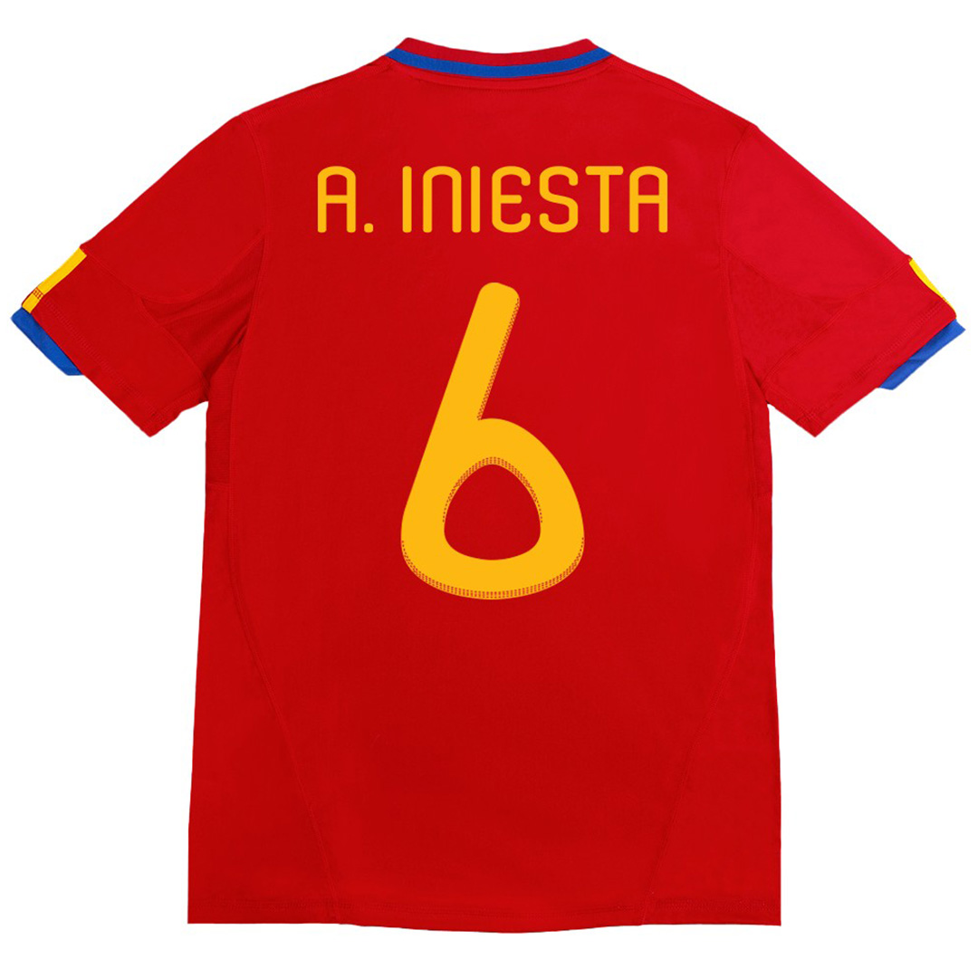 A. INIESTA #6 Retro Spain Home Jersey 2010 - minejerseys