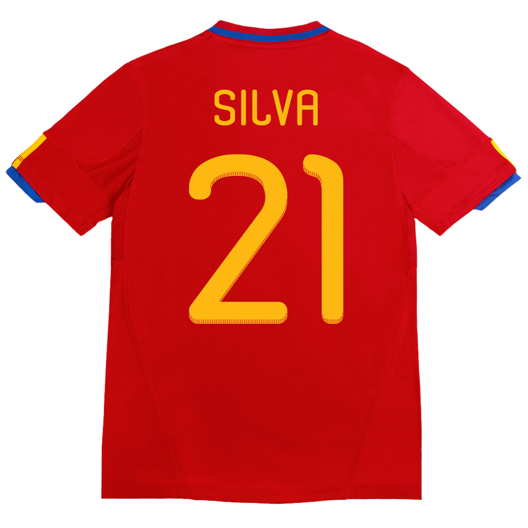 SILVA #21 Retro Spain Home Jersey 2010 - minejerseys