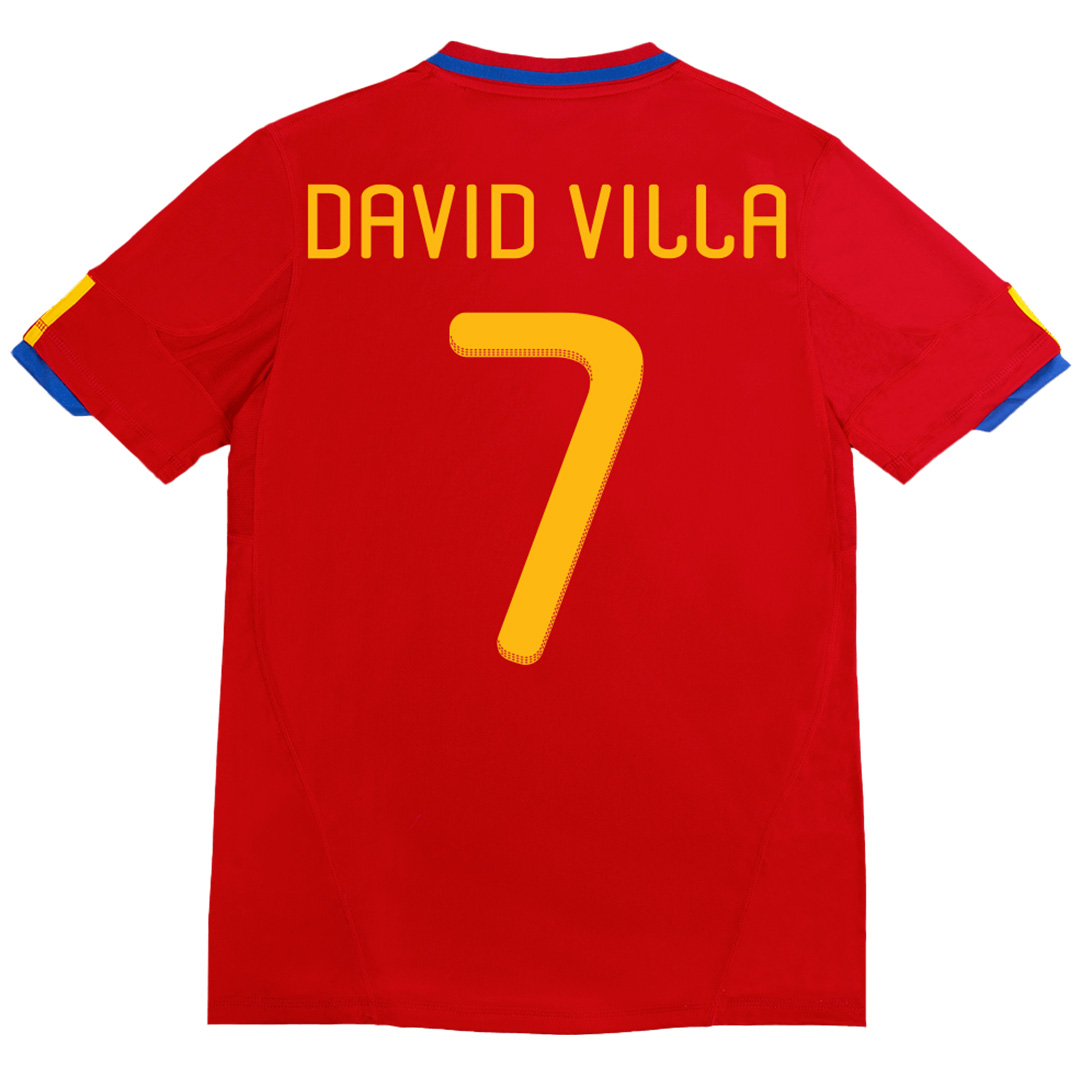 DAVID VILLA #7 Retro Spain Home Jersey 2010 - minejerseys