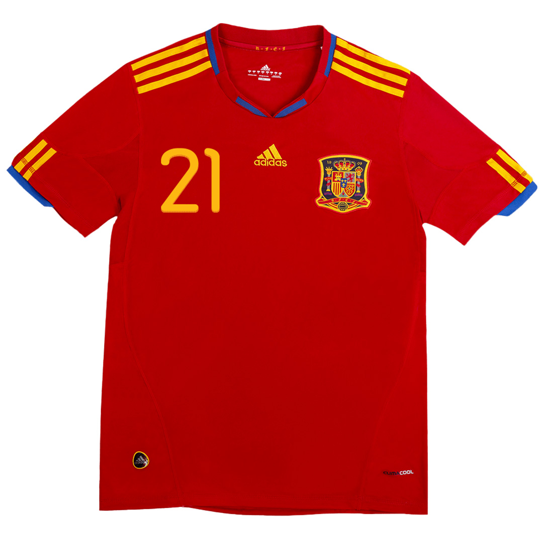 SILVA #21 Retro Spain Home Jersey 2010 - minejerseys